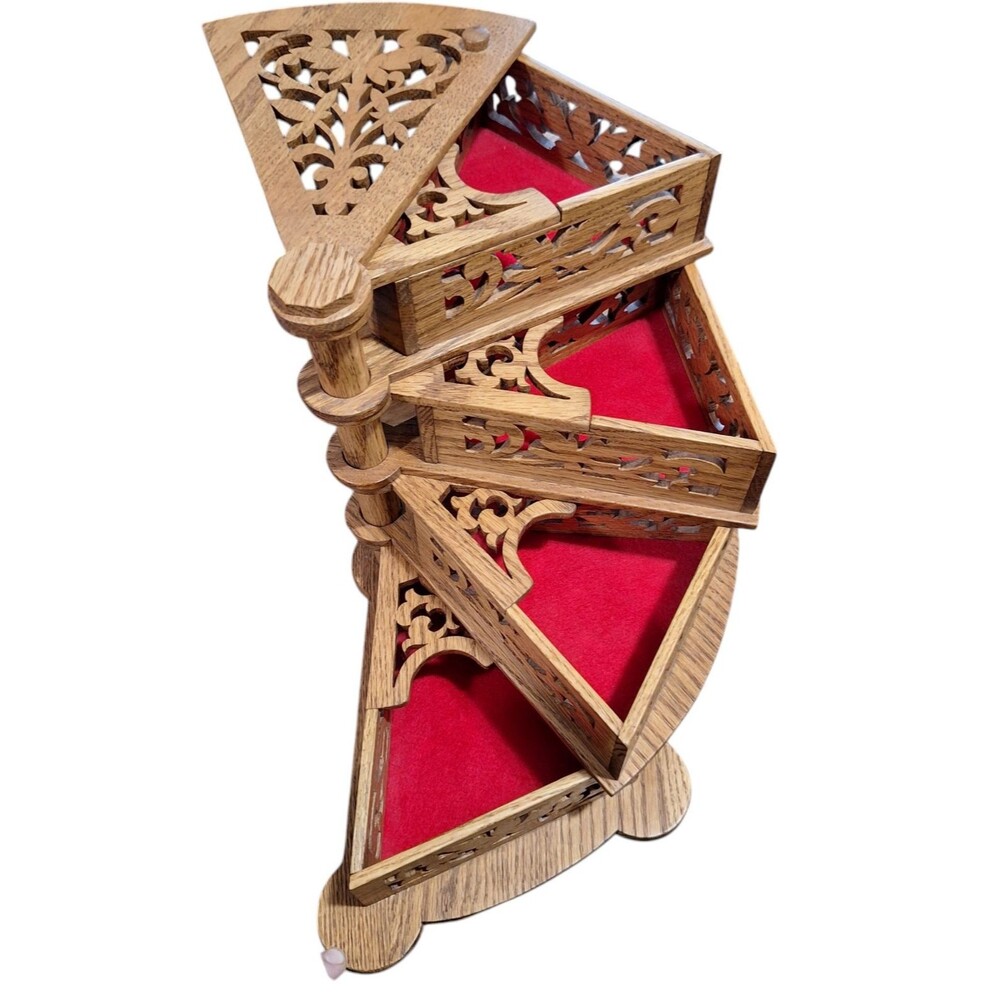 Laser Cut Wooden Jewelry Box or Keepsake Box 4 Compartments Stair Step READ